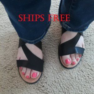 Rampage Black Block Heel Sandals